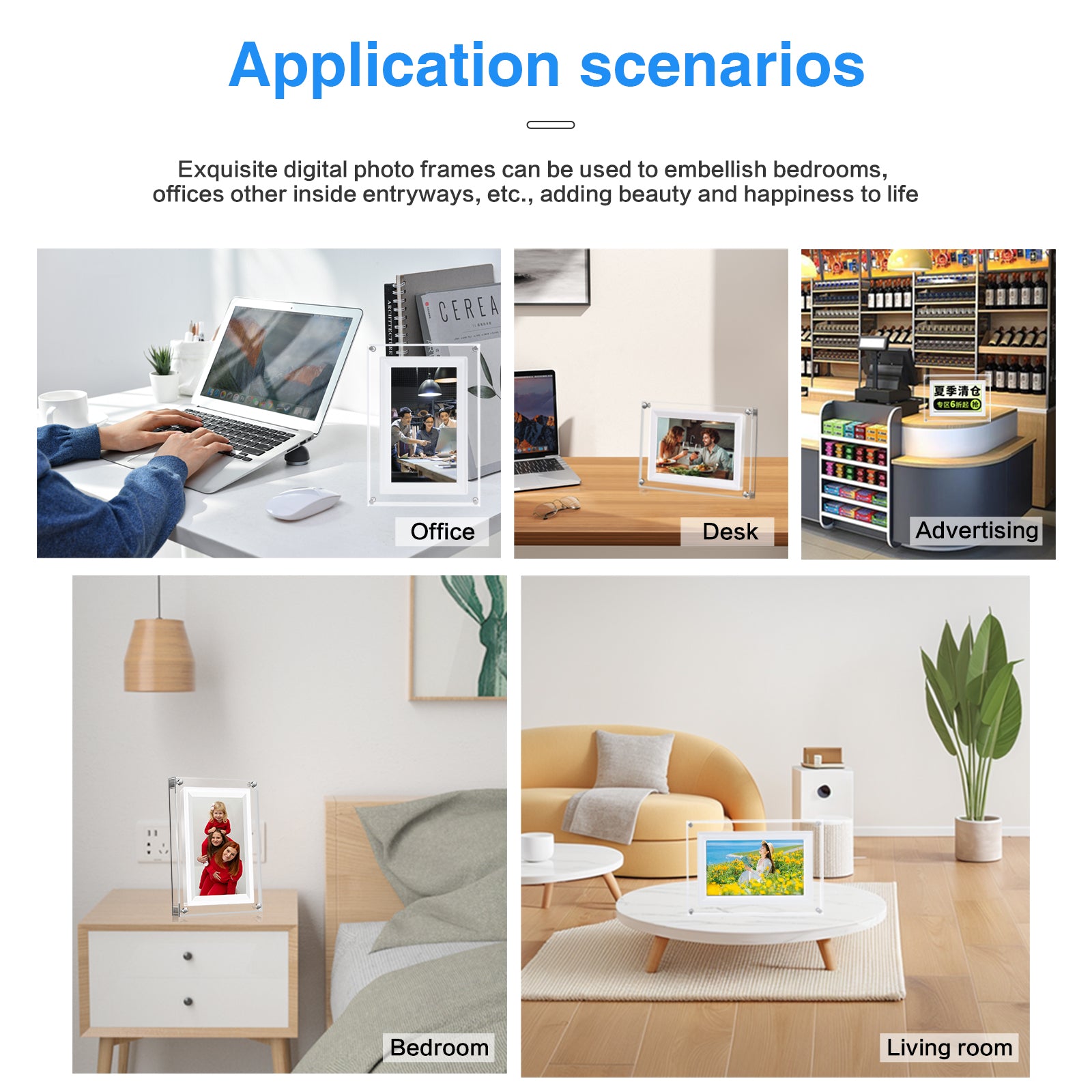 7-inch IPS Display Screen WIFI P2P Picture and Video Playback Electronic Album Acrylic Digital Photo Frames Business Gift